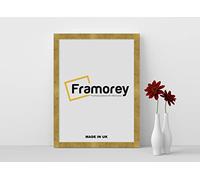 Framorey Modern Flat Picture Frame, Gold, 34x22 Inch, FN30 Style, MDF Wood Frame, Shatterproof Styrene Plastic Perspex Window, Wall Mount, Tabletop, Unisex Adult, Matte Finish
