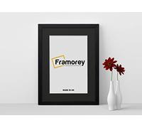 FRAMOREY Oxford Flat Wooden Effect Picture Frame, Ash Black 14x11 Size Photo Frame With 11x9 Black Mount, Handmade Wall Art Poster Frame, Best Living Room Photo Frames