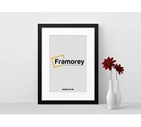 FRAMOREY Oxford Flat Wooden Effect Picture Frame, Ash Black 22x16 Size Photo Frame With 18x12 White Mount, Handmade Wall Art Poster Frame, Best Living Room Photo Frames