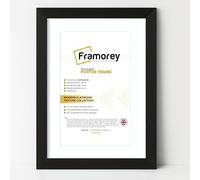 FRAMOREY Oxford Flat Wooden Effect Picture Frame, Ash Black A1 Size Photo Frame With A2 White Mount, Handmade Wall Art Poster Frame, Best Living Room Photo Frames