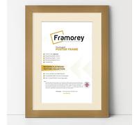 FRAMOREY Oxford Flat Wooden Effect Picture Frame, Beech 21x15 Size Photo Frame With 17x11 Ivory Mount, Handmade Wall Art Poster Frame, Best Living Room Photo Frames