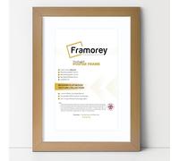 FRAMOREY Oxford Flat Wooden Effect Picture Frame, Beech 50x60CM Size Photo Frame With 40x50CM White Mount, Handmade Wall Art Poster Frame, Best Living Room Photo Frames
