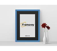 FRAMOREY Oxford Flat Wooden Effect Picture Frame, Blue 50x60CM Size Photo Frame With 40x50CM Black Mount, Handmade Wall Art Poster Frame, Best Living Room Photo Frames