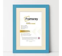 FRAMOREY Oxford Flat Wooden Effect Picture Frame, Blue A3 Size Photo Frame With A4 Ivory Mount, Handmade Wall Art Poster Frame, Best Living Room Photo Frames