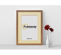 FRAMOREY Oxford Flat Wooden Effect Picture Frame, Dark Oak 14x12 Size Photo Frame With 12x10 Ivory Mount, Handmade Wall Art Poster Frame, Best Living Room Photo Frames
