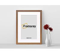 FRAMOREY Oxford Flat Wooden Effect Picture Frame, Dark Oak 8x6 Size Photo Frame With 6x4 White Mount, Handmade Wall Art Poster Frame, Best Living Room Photo Frames