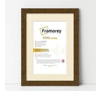 FRAMOREY Oxford Flat Wooden Effect Picture Frame, Dark Oak A1 Size Photo Frame With A2 Ivory Mount, Handmade Wall Art Poster Frame, Best Living Room Photo Frames