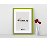 FRAMOREY Oxford Flat Wooden Effect Picture Frame, Lime Green 20x16 Size Photo Frame With 16x12 White Mount, Handmade Wall Art Poster Frame, Best Living Room Photo Frames