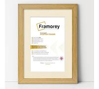 FRAMOREY Oxford Flat Wooden Effect Picture Frame, Pine A2 Size Photo Frame With A3 Ivory Mount, Handmade Wall Art Poster Frame, Best Living Room Photo Frames