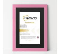 FRAMOREY Oxford Flat Wooden Effect Picture Frame, Pink A4 Size Photo Frame With A5 Black Mount, Handmade Wall Art Poster Frame, Best Living Room Photo Frames