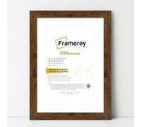 FRAMOREY Oxford Flat Wooden Effect Picture Frame, Rustic Oak A2 Size Photo Frame With A3 White Mount, Handmade Wall Art Poster Frame, Best Living Room Photo Frames