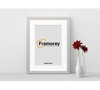FRAMOREY Oxford Flat Wooden Effect Picture Frame, Silver 14x11 Size Photo Frame With 11x9 White Mount, Handmade Wall Art Poster Frame, Best Living Room Photo Frames