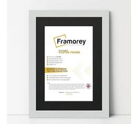 FRAMOREY Oxford Flat Wooden Effect Picture Frame, Silver 50x60CM Size Photo Frame With 40x50CM Black Mount, Handmade Wall Art Poster Frame, Best Living Room Photo Frames