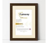 FRAMOREY Oxford Flat Wooden Effect Picture Frame, Walnut 50x60CM Size Photo Frame With 40x50CM Ivory Mount, Handmade Wall Art Poster Frame, Best Living Room Photo Frames