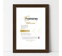 FRAMOREY Oxford Flat Wooden Effect Picture Frame, Walnut 60x70CM Size Photo Frame With 50x60CM White Mount, Handmade Wall Art Poster Frame, Best Living Room Photo Frames