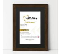 FRAMOREY Oxford Flat Wooden Effect Picture Frame, Walnut A2 Size Photo Frame With A3 Black Mount, Handmade Wall Art Poster Frame, Best Living Room Photo Frames