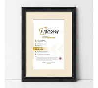 FRAMOREY Oxford Step Style Wooden Effect Picture Frame, 12x10" Size Black Photo Frame With 9x6" Size Ivory Mount, Casual Wall Art Poster Frames, Photo Print Frames