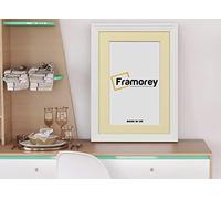 FRAMOREY Oxford Step Style Wooden Effect Picture Frame, 18x15" Size White Photo Frame With 14x11" Size Ivory Mount, Casual Wall Art Poster Frames, Photo Print Frames