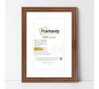 FRAMOREY Oxford Step Style Wooden Effect Picture Frame, 22x16" Size Walnut Photo Frame With 18x12" Size White Mount, Casual Wall Art Poster Frames, Photo Print Frames