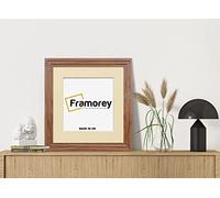 FRAMOREY Oxford Step Style Wooden Effect Picture Frame, 27x27" Square Size Walnut Photo Frame With 23x23" Size Ivory Mount, Wall Hanging Frames, Personalized Frames