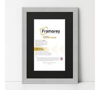 FRAMOREY Oxford Step Style Wooden Effect Picture Frame, 28x22" Size Grey Photo Frame With 24x18" Size Black Mount, Casual Wall Art Poster Frames, Photo Print Frames