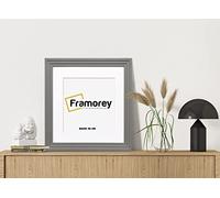 FRAMOREY Oxford Step Style Wooden Effect Picture Frame, 40x40CM Square Size Grey Photo Frame With 30x30CM Size White Mount, Wall Hanging Frames, Personalized Frames