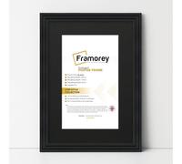 FRAMOREY Oxford Step Style Wooden Effect Picture Frame, A3 Size Black Photo Frame With A4 Size Black Mount, Casual Wall Art Poster Frames, Photo Print Frames