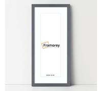 FRAMOREY Oxford Thin Picture Frame, 14x8" Dark Grey Photo Frame With 10x4" White Mount, Art Poster Frame, Photo Print Frames, With a High Clarity Styrene Shatterproof Perspex Sheet