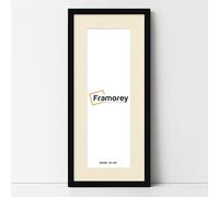 FRAMOREY Oxford Thin Picture Frame, 16x9" Black Photo Frame With 12x5" Ivory Mount, Art Poster Frame, Photo Print Frames, With a High Clarity Styrene Shatterproof Perspex Sheet