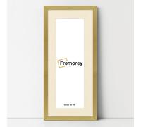 FRAMOREY Oxford Thin Picture Frame, 16x9" Gold Photo Frame With 12x5" Ivory Mount, Art Poster Frame, Photo Print Frames, With a High Clarity Styrene Shatterproof Perspex Sheet