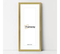 FRAMOREY Oxford Thin Picture Frame, 16x9" Gold Photo Frame With 12x5" White Mount, Art Poster Frame, Photo Print Frames, With a High Clarity Styrene Shatterproof Perspex Sheet