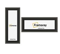 FRAMOREY Oxford Thin Picture Frame, 19x9" Dark Grey Photo Frame With 15x5" Black Mount, Art Poster Frame, Photo Print Frames, With a High Clarity Styrene Shatterproof Perspex Sheet