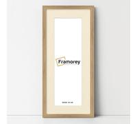 FRAMOREY Oxford Thin Picture Frame, 19x9" Oak Photo Frame With 15x5" Ivory Mount, Art Poster Frame, Photo Print Frames, With a High Clarity Styrene Shatterproof Perspex Sheet