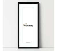 FRAMOREY Oxford Thin Picture Frame, 20x12" Black Photo Frame With 16x8" White Mount, Art Poster Frame, Photo Print Frames, With a High Clarity Styrene Shatterproof Perspex Sheet