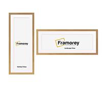 FRAMOREY Oxford Thin Picture Frame, 20x12" Oak Photo Frame With 16x8" White Mount, Art Poster Frame, Photo Print Frames, With a High Clarity Styrene Shatterproof Perspex Sheet