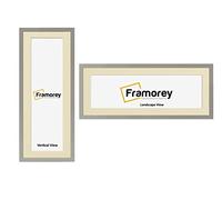 FRAMOREY Oxford Thin Picture Frame, 20x13" Light Grey Photo Frame With 16x9" Ivory Mount, Art Poster Frame, Photo Print Frames, With a High Clarity Styrene Shatterproof Perspex Sheet