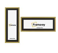 FRAMOREY Oxford Thin Picture Frame, 24x14" Gold Photo Frame With 20x10" Black Mount, Art Poster Frame, Photo Print Frames, With a High Clarity Styrene Shatterproof Perspex Sheet