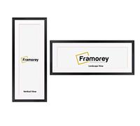 FRAMOREY Oxford Thin Picture Frame, 24x16" Black Photo Frame With 20x12" White Mount, Art Poster Frame, Photo Print Frames, With a High Clarity Styrene Shatterproof Perspex Sheet