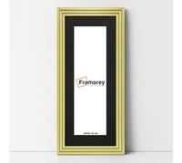 FRAMOREY Panorama Step Style Wooden Effect Picture Frame, 16x9" Size Gold Photo Frame With 12x5" Size Black Mount, Photo Print Frames, Wall Hanging Poster Frame, Best Photo Frames For Living Room