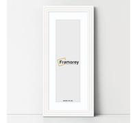 FRAMOREY Panorama Step Style Wooden Effect Picture Frame, 28x14" Size White Photo Frame With 24x10" Size White Mount, Photo Print Frames, Wall Hanging Poster Frame, Best Photo Frames For Living Room