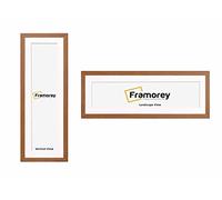 FRAMOREY Panoramic Oxford Flat Wooden Effect Picture Frame, 26x12" Walnut With 22x8" White Mount, Handmade Wall Art Hanging Frame for Home Decor