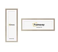 FRAMOREY Panoramic Picture Frame, Oxford Flat Wooden Effect, 20x9" Size Light Oak, 16x5" Size White Mount, Handmade, Wall Art Hanging Frame
