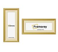 FRAMOREY Panoramic Style Antique LW Gold With Ivory Mount Picture Frame, 110x60CM, 43.3x23.6 inches, Shatterproof Styrene Plastic Perspex, Horizontal & Vertical Orientation, Wall Mount, Matte Finish
