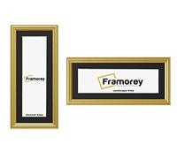 FRAMOREY Panoramic Style Antique LW Picture Frame, 16x9" Gold Photo Frame With 12x5" Black Mount Wall Art Poster Frame, Modern Photo Frames, Home Décor Frames