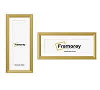 FRAMOREY Panoramic Style Antique LW Picture Frame, 16x9" Gold Photo Frame With 12x5" White Mount Wall Art Poster Frame, Modern Photo Frames, Home Décor Frames