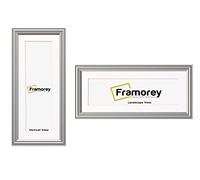 FRAMOREY Panoramic Style Antique LW Picture Frame, 32x16" Silver Photo Frame With 28x12" White Mount Wall Art Poster Frame, Modern Photo Frames, Home Décor Frames