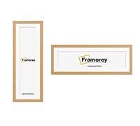 FRAMOREY Panoramic Style Oxford Flat Wooden Effect Picture Frame, 14x8" Oak With 10x4" White Mount, Handmade Wall Art Hanging Frame for Home Decor