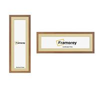 FRAMOREY Panoramic Style Oxford Flat Wooden Effect Picture Frame, 16x12" Size Dark Oak With 12x8" Size Ivory Mount, Handmade Wall Art Hanging Frame