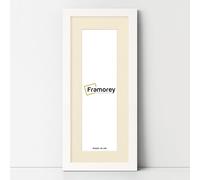 FRAMOREY Panoramic Style, Oxford Flat Wooden Effect Picture Frame, 19x9" Size White Photo Frame With 15x5" Size Ivory Mount, Handmade Frame, Wall Art Hanging Frame, Best Home Decor Frames