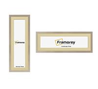 FRAMOREY Panoramic Style, Oxford Flat Wooden Effect Picture Frame, 20x9" Size Light Oak Photo Frame With 16x5" Size Ivory Mount, Handmade Frame, Wall Art Hanging Frame, Best Home Decor Frames